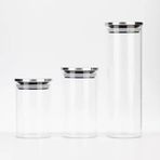 Orret Home 2'li Vakum Kapaklı Borosilikat Cam Saklama Kabı Seti – Mini Boy, Hava Geçirmez, Gıda Saklama İçin İdeal-Baharat,Kahve,Şeker-Mini Baharatlık (Metal Yuvarlak, 250 ML)