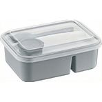Orret Home 3 Bölmeli Beslenme Kabı 920 ml Sosluklu Sızdırmaz Kapaklı BPA İçermez Çatal Kaşık Dahil Lunch Box Bölmeli Yemek Kabı (Gri)