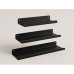 Orret Home 3’lü Metal Duvar Rafı Yapışkanlı Raf Seti Banyo Rafı Mutfak Rafı Dekoratif Duvar Rafı Siyah Minimal Raf Organizer Seti 30-35-40 cm