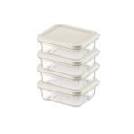 Orret Home 4 Adet Buzdolabı Organizeri – PP Plastik Şeffaf ve Ayarlanabilir Saklama Kabı, Gıdaları Taze Tutan Fresh Box, Çok Amaçlı,Mikrodalga ve Bulaşık Makinesi Uyumlu (Beyaz, 500 Ml)