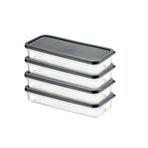 Orret Home 4 Adet Buzdolabı Organizeri – PP Plastik Şeffaf ve Ayarlanabilir Saklama Kabı, Gıdaları Taze Tutan Fresh Box, Çok Amaçlı,Mikrodalga ve Bulaşık Makinesi Uyumlu (Gri, 1200 Ml)