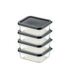 Orret Home 4 Adet Buzdolabı Organizeri – PP Plastik Şeffaf ve Ayarlanabilir Saklama Kabı, Gıdaları Taze Tutan Fresh Box, Çok Amaçlı,Mikrodalga ve Bulaşık Makinesi Uyumlu (Gri, 500 Ml)