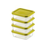 Orret Home 4 Adet Buzdolabı Organizeri – PP Plastik Şeffaf ve Ayarlanabilir Saklama Kabı, Gıdaları Taze Tutan Fresh Box, Çok Amaçlı,Mikrodalga ve Bulaşık Makinesi Uyumlu (Yeşil, 500 Ml)