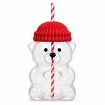 Orret Home 580 ML Ayıcık Desenli Cam Bardak Pipetli Silikon Kapaklı Soğuk Kahve Bardağı Şeffaf Cam Kupa Sevimli Ayıcık Bardak Bubble Tea Smoothie Milkshake Meyve Suyu İçecek Bardağı Çocuk ve Yetişkin
