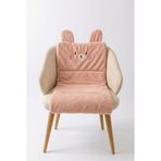Orret Home Ayıcık Emojili Peluş Sandalye ve Koltuk Minderi – 65x42 cm, Lastikli Sırt Destekli Minder, Yumuşak Peluş Kumaş, Arkası Lastikli Tasarım, Ev ve Ofis Sandalyeleri İçin Oturma Minderi (Pembe)