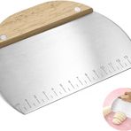 Orret Home Çelik Hamur Kesici, Ahşap Saplı Metal Hamur Sıyrıcı, Makarna Sıyırma Aparatı, Hamur Dilimleyici, Makarna ve Makarnacılık İçin Çelik Şekillendirici ve Porsiyonlayıcı, Mutfakta Çok Amaçlı Kul