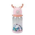 Orret Home Geyik Boynuzlu Pipetli Su Matarası, 600 ml Su Şişesi, Çocuklar İçin Eğlenceli ve Güvenli İçme Deneyimi, BPA İçermeyen, Dayanıklı ve Renkli Suluk (Pembe)