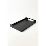Orret Home Metal Çay Tepsisi Siyah Sunum Tepsisi Servis Tepsisi Dikdörtgen Dekoratif Tepsi Kahve Çay Servis Tepsisi Mutfak Banyo Organizer Tepsi