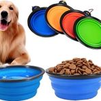 Orret Home Pratik Katlanabilir Taşınabilir Kedi Köpek Mama ve Su Kabı Evcil Hayvan Portatif Kase,Akordiyon Silikon Kap