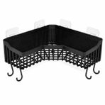 Orret Home Yapışkanlı Köşe Banyo Rafı Şampuanlık Duş Organizeri Lif Askılı Delmeden Montajlı Plastik Banyo Düzenleyici Köşelik Raf Siyah 25x25 cm