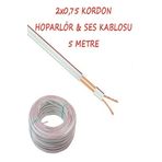 ORSA 2X0,75 Kordon Ses Led Ve Hoparlör Kablosu Şeritli Beyaz Kablo 5 Metre