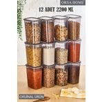 ORSA HOME 12'Li 2200 Ml Erzak Saklama Kabı Antrasit 267