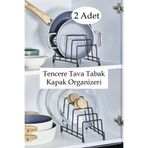 ORSA HOME 2 Adet 965 Siyah Tencere Kapak, Tabak, Tava ve Sahan Düzenleyici Organizer
