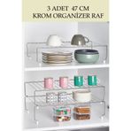 ORSA HOME 3 Adet 128 Dolap İçi Düzenleyici 47 cm Krom Organizer Raf