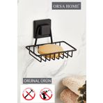 ORSA HOME Mat Siyah Kare Güçlü Yapışkanlı Sabunluk 905