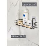 Orsa Home Metal Yapışkanlı Banyo Rafı - Mat Siyah, Pratik Dikdörtgen Tasarım Banyo Rafı
