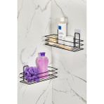 Orsa Home Siyah Güçlü Yapışkanlı Dikdörtgen Banyo Rafı Estetik Tasarım ile Kolay Kullanım