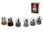 Orta Boy - 8cm Pilli - Işıklı Müzikli Kar Küresi Cam Insan Figürlü - Desen Mix Renkli