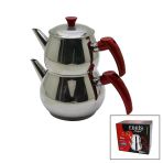 Orta Boy Küre Çelik Çaydanlık Seti Üst: 1Lt - Alt: 1.60Lt (Timya/Go1395) 199813