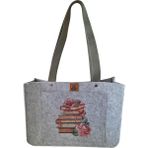 Orta Boy Omuz Çantası - Baskılı Keçe Çanta - Kitap Kokusu - 35X25 cm