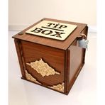 Orta Boy Tip Box Eskitme Tarz Ahşap Oyma ince işlemeli 13cm Bahşiş Kutusu Asma Kilitli + 2 Anahtarlı