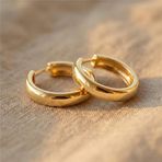 Orta Kalın Halka Çelik Küpe - 14K Altın Kaplama - 2 cm çap