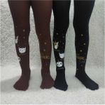 Orta Kalın Mevsimlik Kız Çocuk 2'li Külotlu Çorap - Siyah & Kahve - Çok Renkli