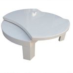 Orta Sehpa 17616 Döner İçbükey Oval İnovatif Model Kayın Retro Mdf Beyaz El Yapım