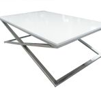 Orta Sehpa 18116 X Çapraz Model Metal Nikelaj Ayak Parlak Lake Tabla El Yapım