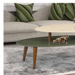 Orta Sehpa Osm 11828 Elıps İki Katli Parlak Krem Yesil Kayin Retro Ayak El Yapim