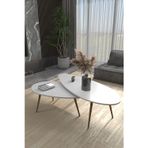 Orta Sehpa Seti Modern 2’li Ahşap Ayaklı Salon Oturma Odası Dekoratif Sehpa Takımı 8888 Ceviz Efes