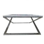 Orta Sehpa X 13658 Çapraz Model Metal Nikelaj Ayak Parlak Beyaz Tabla El Yapım