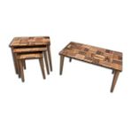 Orta sehpa-zigon 13789 ST KARELİ Tabla Kayın Retro Ayak Parlak Açık Ceviz Natüre