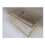 Orta Sehpa Zlf 14087 Halka Model Metal Ayak Gold Renk Kaplama Cam Tabla El Yapım