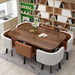 Orta Yüzyıl Modern 7 Parçalı Yemek Masası Seti, 6 Kişilik Bar Masa Takımı, Mutfak Masası ve Yemek Odası, Mutfak, Restoran ve Oturma Odası Sandalyeleri - B 90 x 150 cm