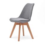 Orta Yüzyıl Modern Retro Yemek Sandalyesi, Nefes Alabilen Pamuk-Keten Minder, Masif Ahşap Ayaklar, Kafe, Lounge, Ev Ofis, Oturma Odası, Restoran için İdeal