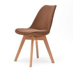 Orta Yüzyıl Modern Retro Yemek Sandalyesi Nefes Alabilir Pamuk Keten Minder ve Masif Ahşap Ayaklı - Kafe, Salon, Ev Ofis, Oturma Odası ve Restoran için Mükemmel