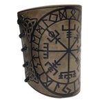 Ortaçağ Viking suni deri bilek koruma kol koruması, Rönesans COSPLAY tiyatro performansı zırh kostümü bir çift, Haki, Tek Beden