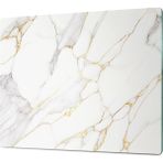 Ortakçı Design Gold Beyaz Detaylı Mermer Desenli | Temperli Cam Kesme Tahtası - Cam Kesme Tablası 25*35 cm
