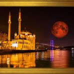 Ortaköy Camii ve Gece Motifli Kanvas Tablo DBSANAT13136