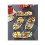 ORTAKÖY CENNETİ 4 Adet cam Oval Balık Sırtı Çerez Meyve Meze Sunum Tabağı 4 adet sunum tabağı 20x8 Cm