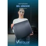 Ortopedik Bel Destek Yastığı - Visco Bel Destekli Minder Evde Ofiste Arabada Konfor Füme 35x34x12