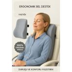 "ortopedik Bel Yastığı – Çalışma ve Araç Koltuğu Için Ergonomik Destek" - 43 x 18 cm - Gri