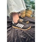 Ortopedik Spor Ayakkabı Şeritli Bağcıklı Alçak Düz Kaymaz Taban Hafif Yürüyüş Sneaker 1595 - Siyah - Beyaz