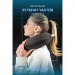 Ortopedik Visco Seyahat Yastığı - Visco Boyun Destekli Yastık Mavi 30x30x12, Siyah