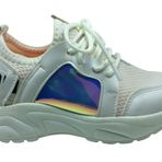 Ortopedika Grafen Patik Beyaz Pembemsi Hologramlı Kız Çocuk Günlük Spor Ayakkabı Bağcıklı Triko (Beyaz / 27)