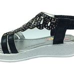 Ortopedika Grafen Patik Kiz Çocuk Sandalet Siyah Yaprak Desen Taşli Topuklu Abiye (Siyah / 26)