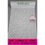 Örtücüm Kaydırmaz Pvc Dolap İçi Raf Örtüsü Buzdolabı Çekmece Kaymaz Çok Amaçlı Mutfak Çiçekli Gri Beyaz
