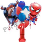 Örümcek Adam 1 Yaş Balon Set Avengers Örümcek Adam Konsept Doğum Günü Kırmızı Rakam Balon Set