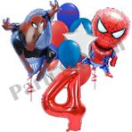 Örümcek Adam 4 Yaş Balon Set Avengers Örümcek Adam Konsept Doğum Günü Kırmızı Rakam Balon Set